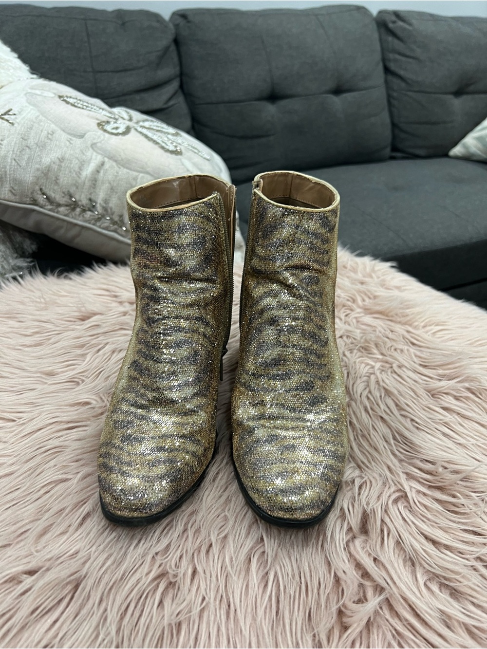 Impo Metallic Gold Glitter Ankle Booties